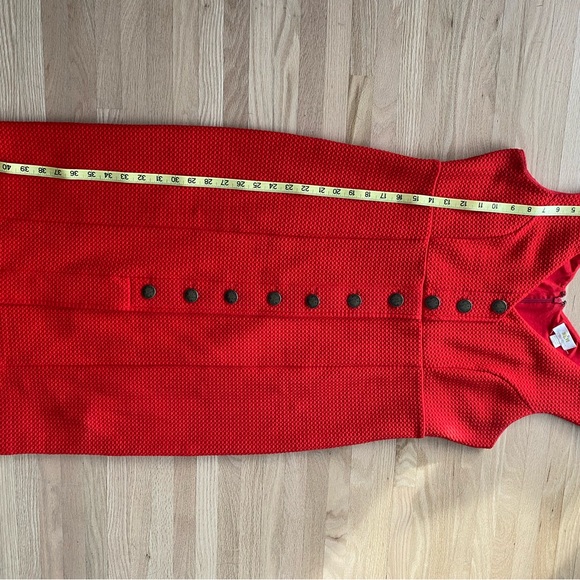 Anthropologie Maeve button front Princess seam stretchy red midi dress XL - Picture 6 of 6